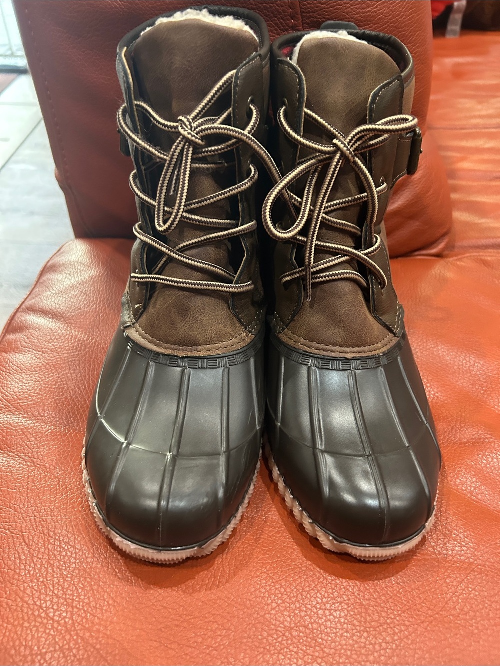 Madden Girl Brown and Black Waterproof Lace-Up Snow Boots